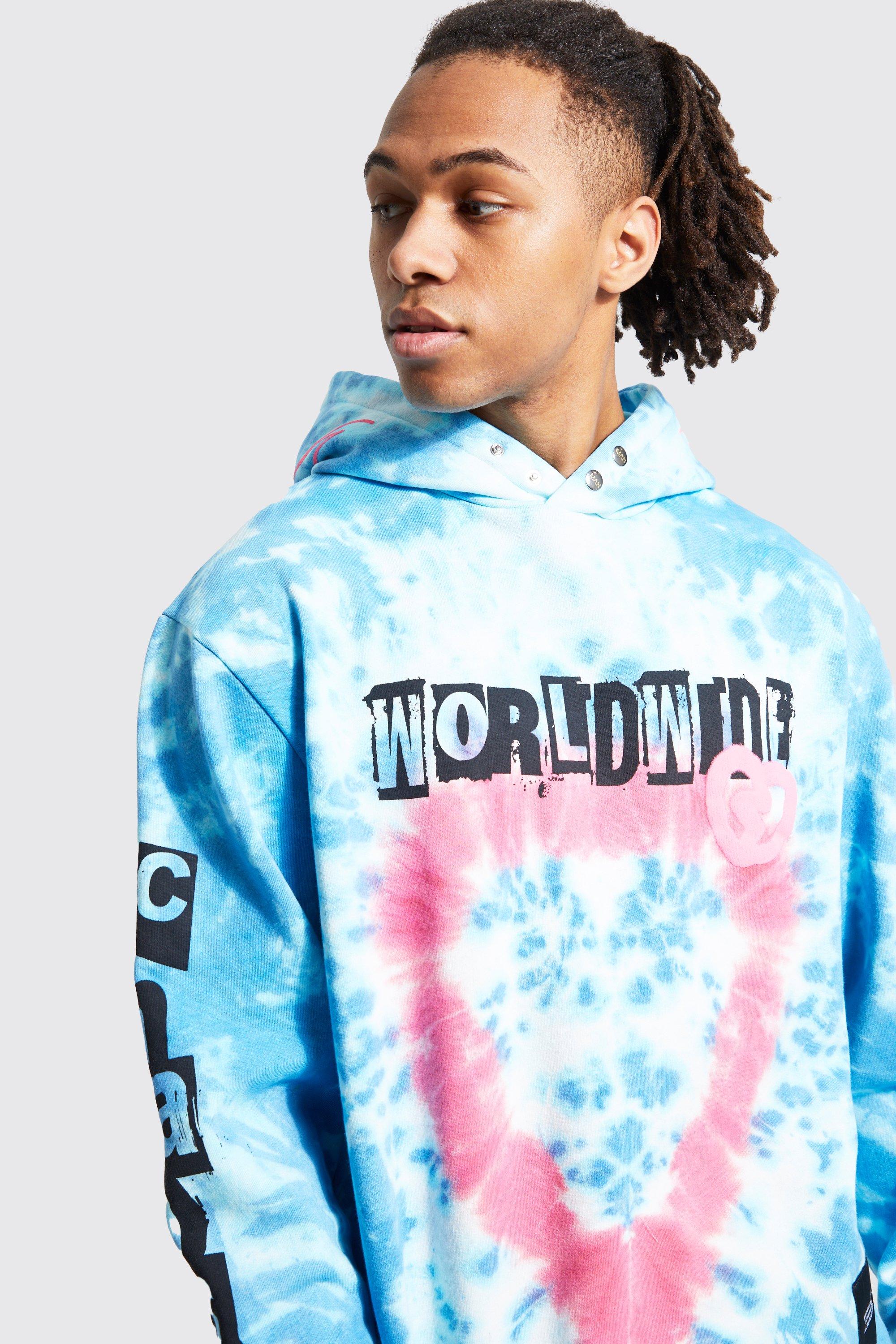 Oversized Worldwide Tie Dye Hoodie boohoo